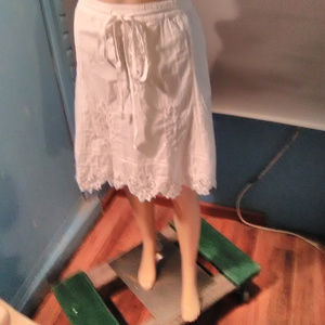 White Embroidered Skirt with Lace on the bottom -